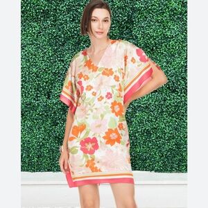 Jade by Melody Tam Butterfly Dress w/ Floral Border Size Large Multicolor NWTS